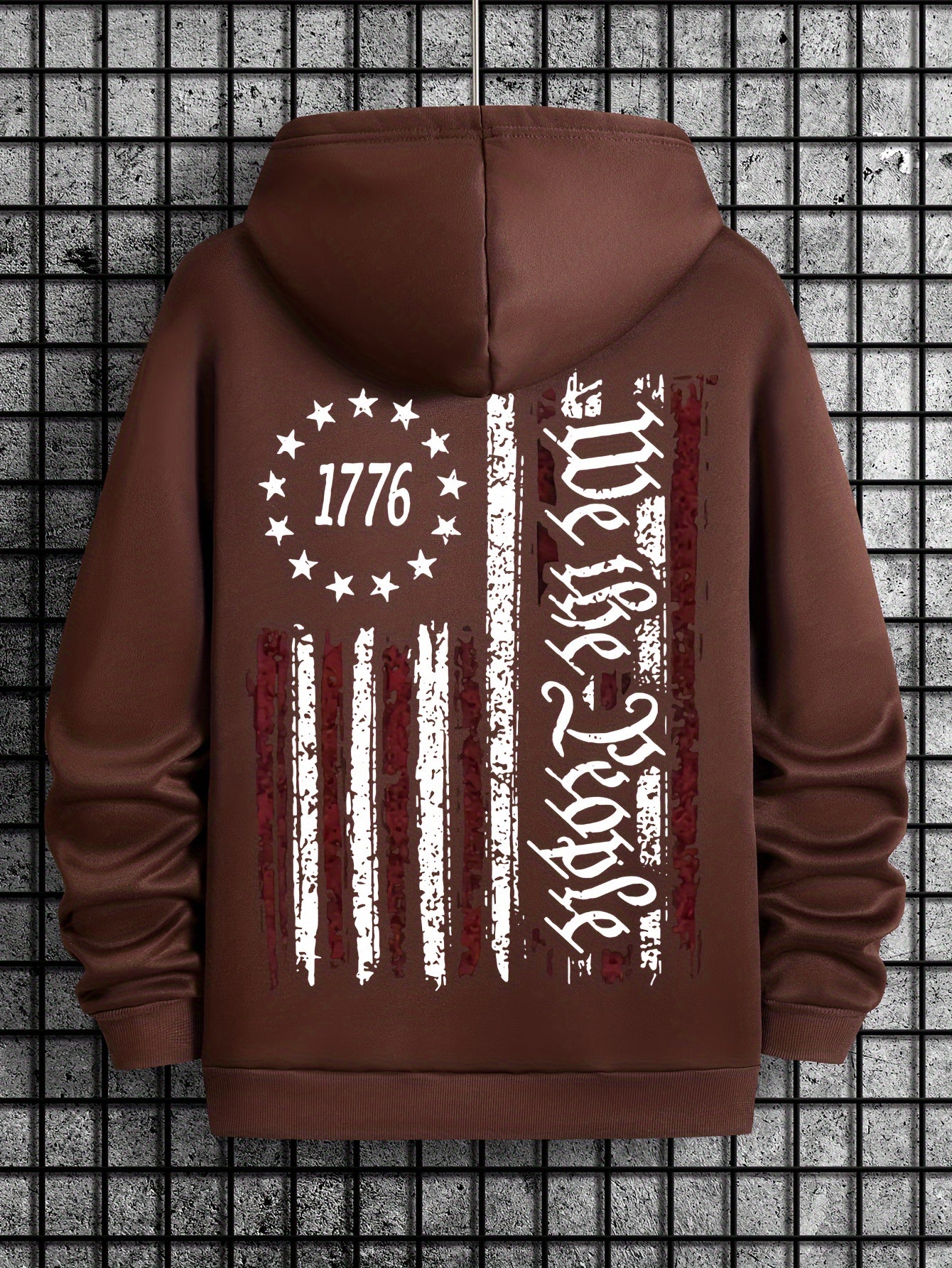 American Flag Print Men's Warm Pullover Round Neck Hooded Sweatshirt Print Hoodie Casual Top For Autumn Winter Men's Clothing As Gifts - Lena & Miles Exquisite Boutique LLC.