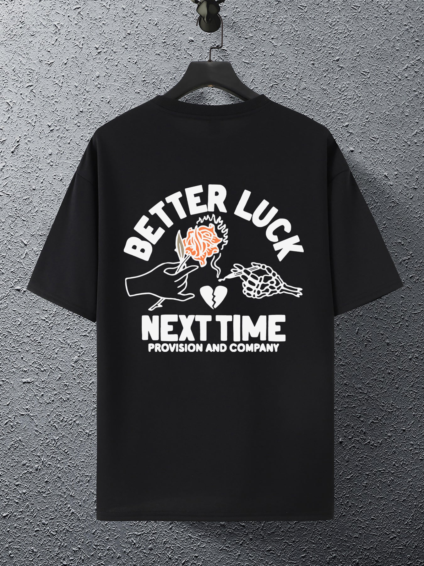 BETTER LUCK Graphic Print Men's Creative Top, Casual And Comfy Short Sleeve Crew Neck T-shirt, Men's Clothing For Summer Outdoor - Lena & Miles Exquisite Boutique LLC.