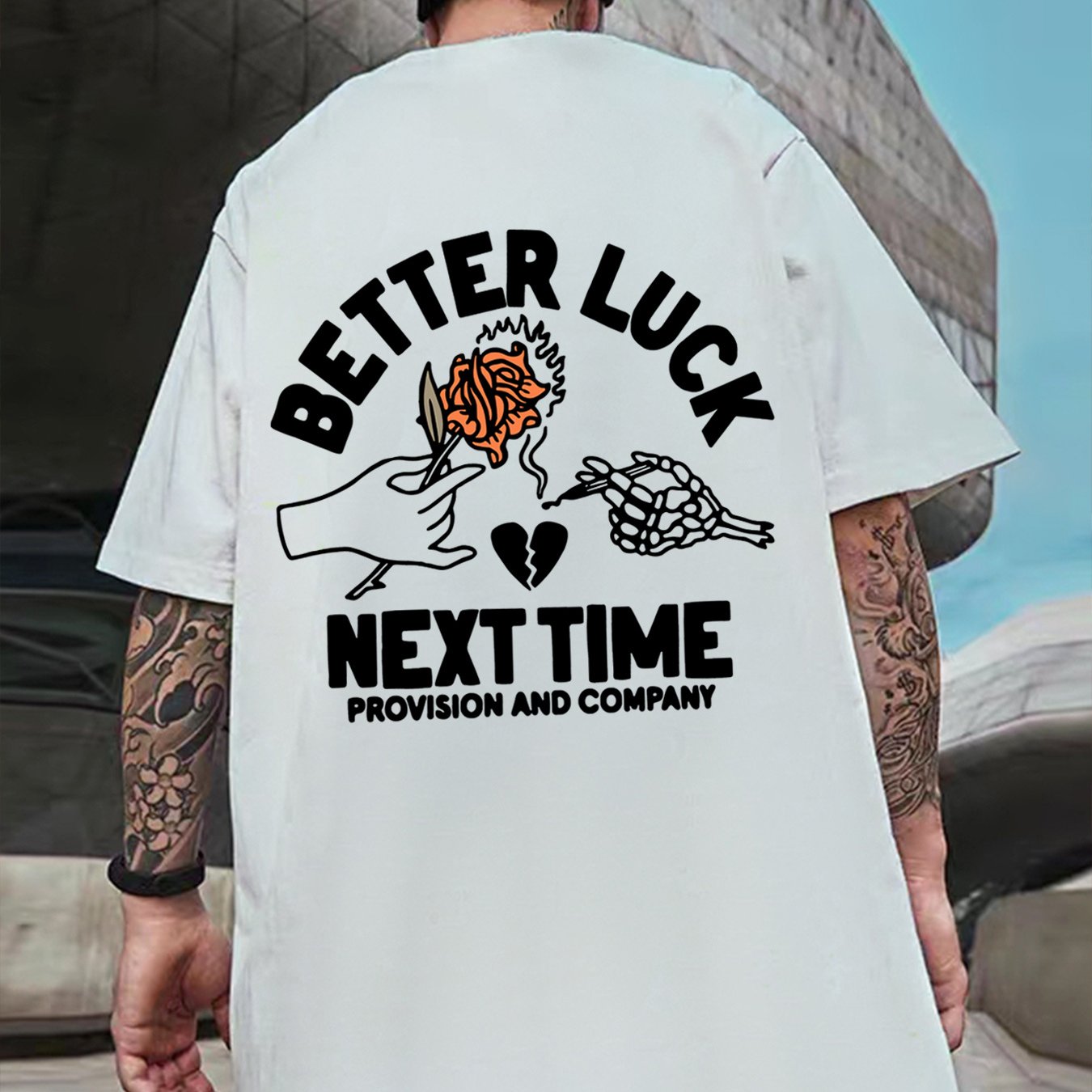 BETTER LUCK Graphic Print Men's Creative Top, Casual And Comfy Short Sleeve Crew Neck T-shirt, Men's Clothing For Summer Outdoor - Lena & Miles Exquisite Boutique LLC.
