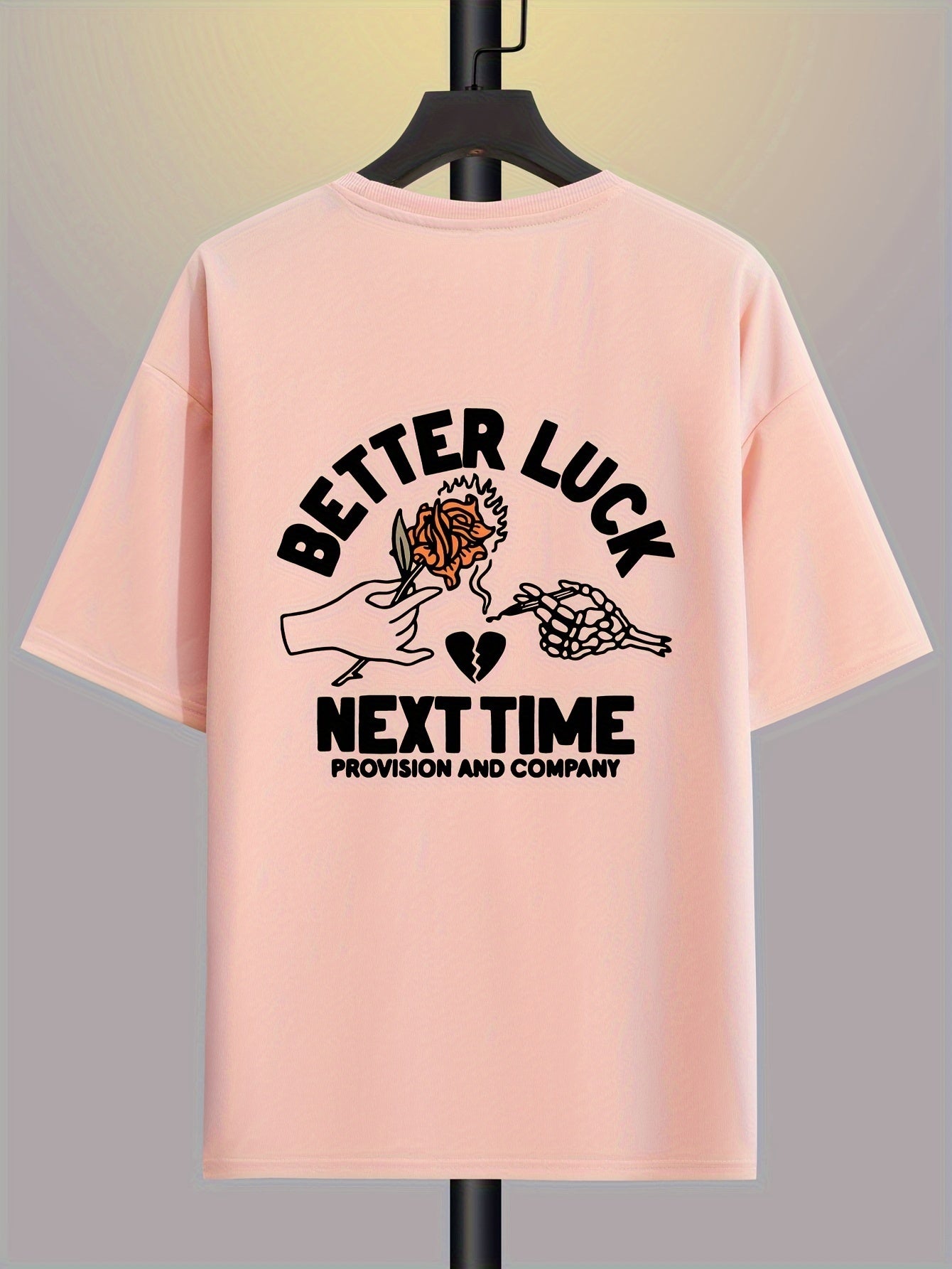 BETTER LUCK Graphic Print Men's Creative Top, Casual And Comfy Short Sleeve Crew Neck T-shirt, Men's Clothing For Summer Outdoor - Lena & Miles Exquisite Boutique LLC.