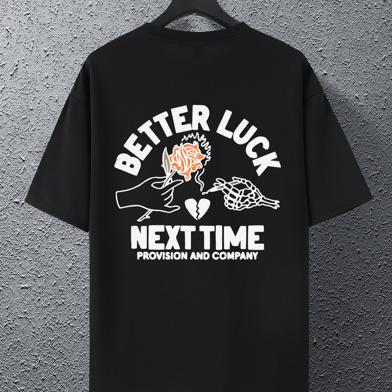 BETTER LUCK Graphic Print Men's Creative Top, Casual And Comfy Short Sleeve Crew Neck T-shirt, Men's Clothing For Summer Outdoor - Lena & Miles Exquisite Boutique LLC.