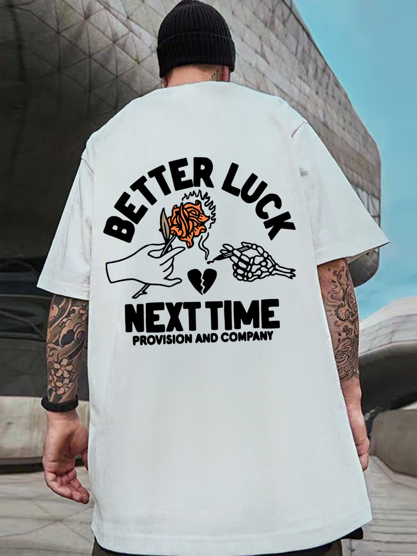 BETTER LUCK Graphic Print Men's Creative Top, Casual And Comfy Short Sleeve Crew Neck T-shirt, Men's Clothing For Summer Outdoor - Lena & Miles Exquisite Boutique LLC.