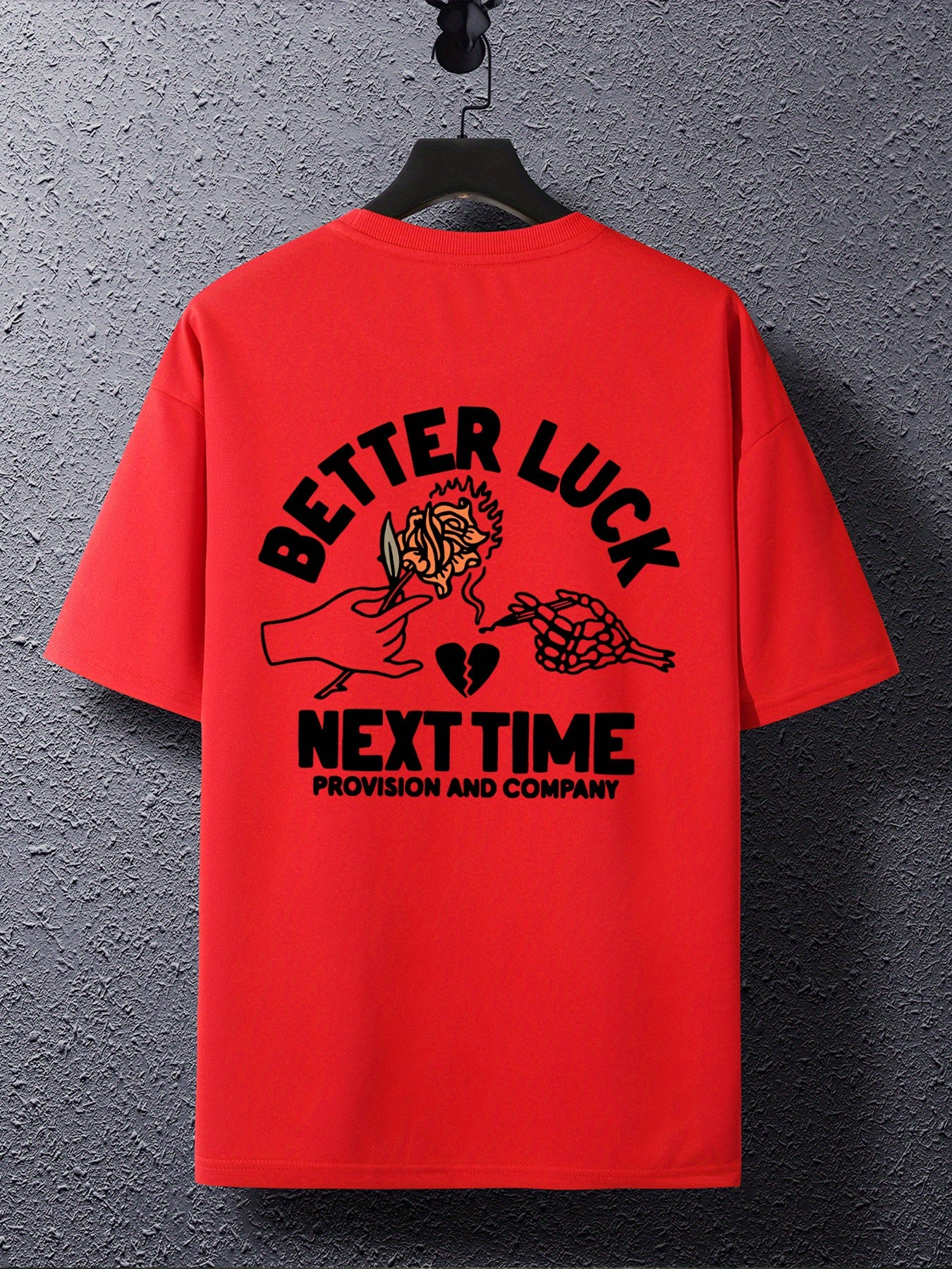 BETTER LUCK Graphic Print Men's Creative Top, Casual And Comfy Short Sleeve Crew Neck T-shirt, Men's Clothing For Summer Outdoor - Lena & Miles Exquisite Boutique LLC.