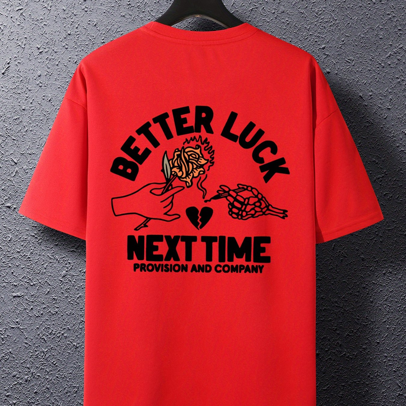BETTER LUCK Graphic Print Men's Creative Top, Casual And Comfy Short Sleeve Crew Neck T-shirt, Men's Clothing For Summer Outdoor - Lena & Miles Exquisite Boutique LLC.